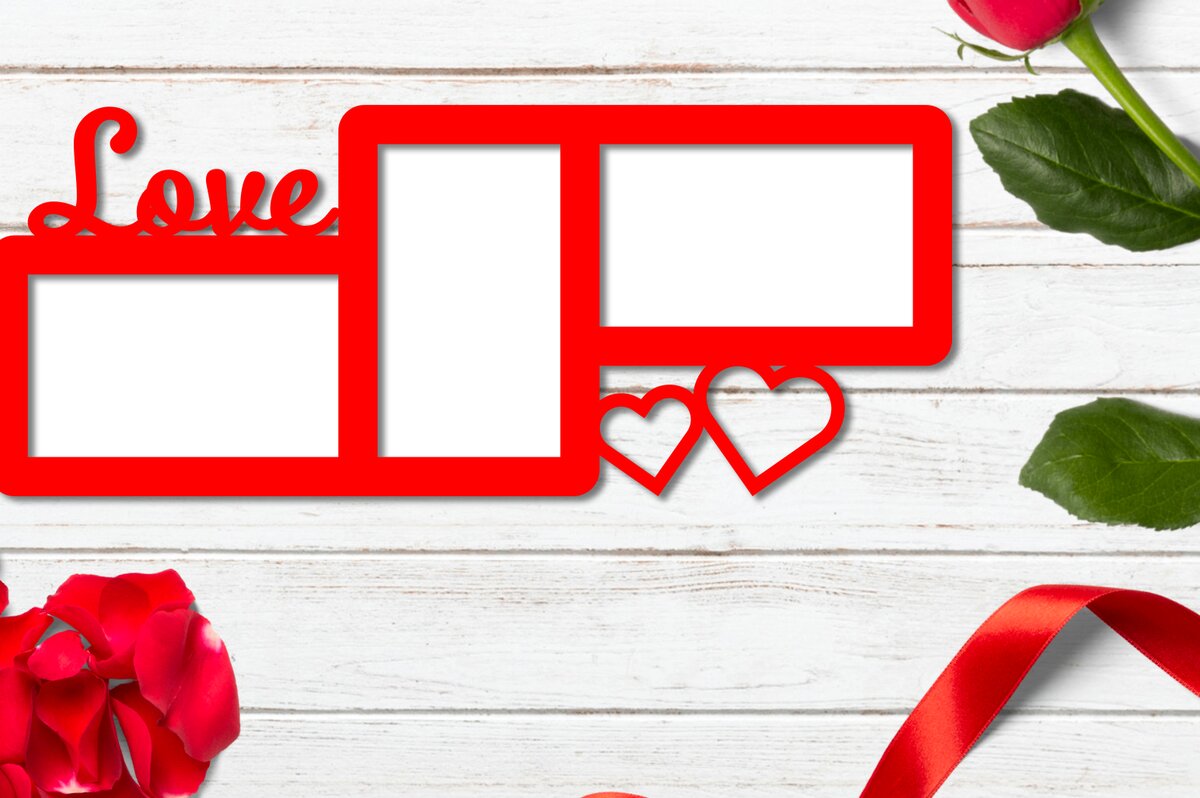 Σετ των 2 Intra απο ξύλο plywood 3mm-4mm πάχος - Κομψή κορνίζα φωτογραφιών Love Cut με λέιζερ Δίασταση 20x25 cm INTRAFABR-82711337