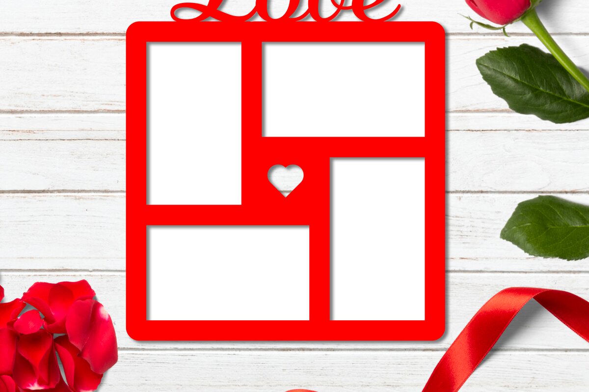 Σετ των 2 Intra απο ξύλο plywood 3mm-4mm πάχος - Κομψή κορνίζα φωτογραφιών Love Cut με λέιζερ Δίασταση 20x25 cm INTRAFABR-82711465