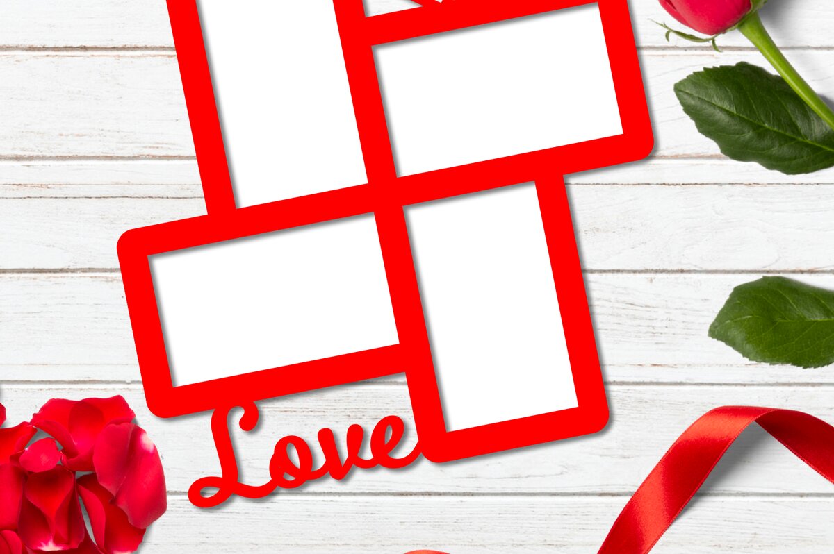 Σετ των 2 Intra απο ξύλο plywood 3mm-4mm πάχος - Κομψή κορνίζα φωτογραφιών Love Cut με λέιζερ Δίασταση 20x25 cm INTRAFABR-82711517