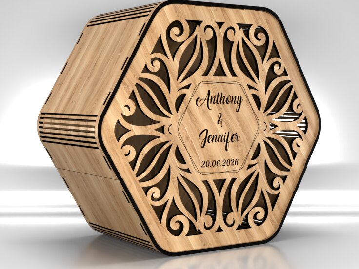 Σετ των 2 Intra απο ξύλο plywood 3mm-4mm πάχος - Κομψά κουτιά για κάρτες γάμου Δίασταση 12x11 cm INTRAFABR-121443857