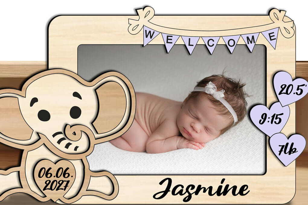 Σετ των 3 Intra απο ξύλο plywood 3mm-4mm πάχος - Πίνακας κορνίζας μωρού ελέφαντα Νεογέννητο Δίασταση 20x25 cm INTRAFABR-123629765