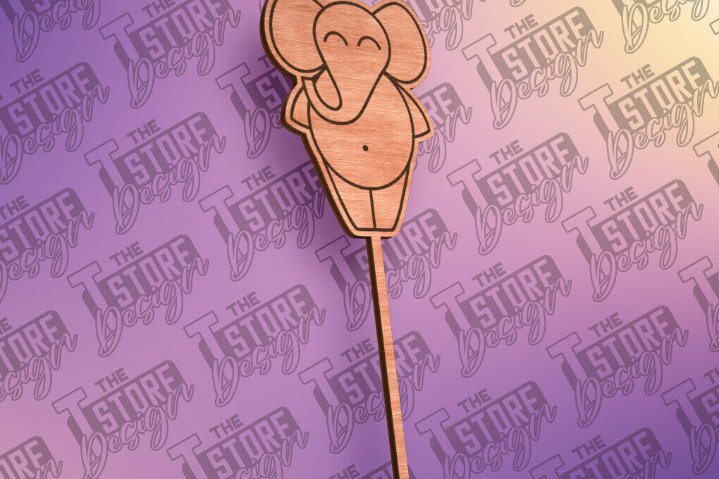 Intra απο ξύλο plywood 3mm-4mm πάχος - Elephant Cake Topper Σχέδιο κοπής με λέιζερ Δίασταση 30x20 cm INTRAFABR-80948788