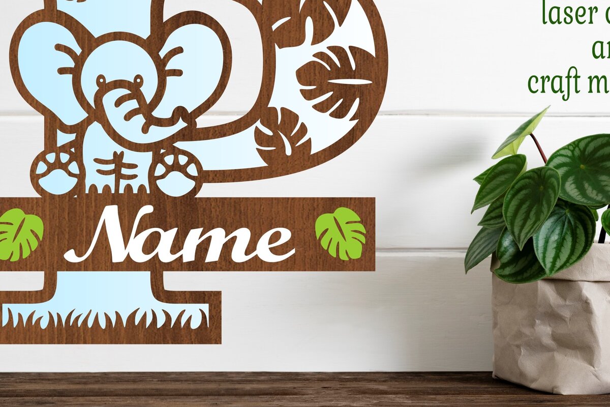 Intra απο ξύλο plywood 3mm-4mm πάχος - Μονόγραμμα με κεφαλαίο ελέφαντα Γράμμα P  Δίασταση 30x20 cm INTRAFABR-73248664