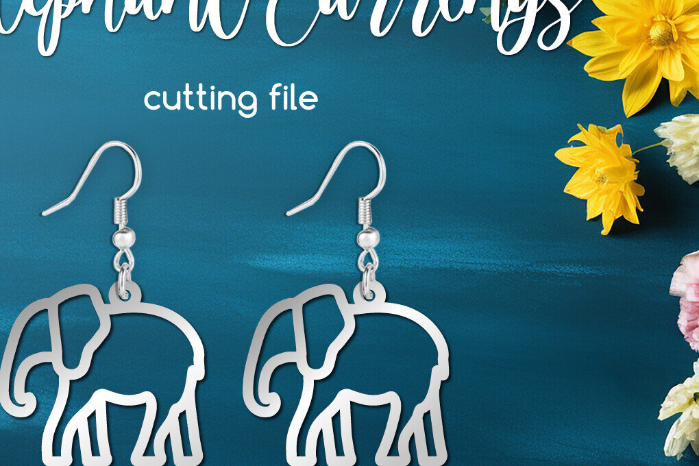 Σετ των 3 Intra απο ξύλο plywood 3mm-4mm πάχος -  αποκοπής  Eephant Earring Δίασταση 3x3 cm INTRAFABR-116379924