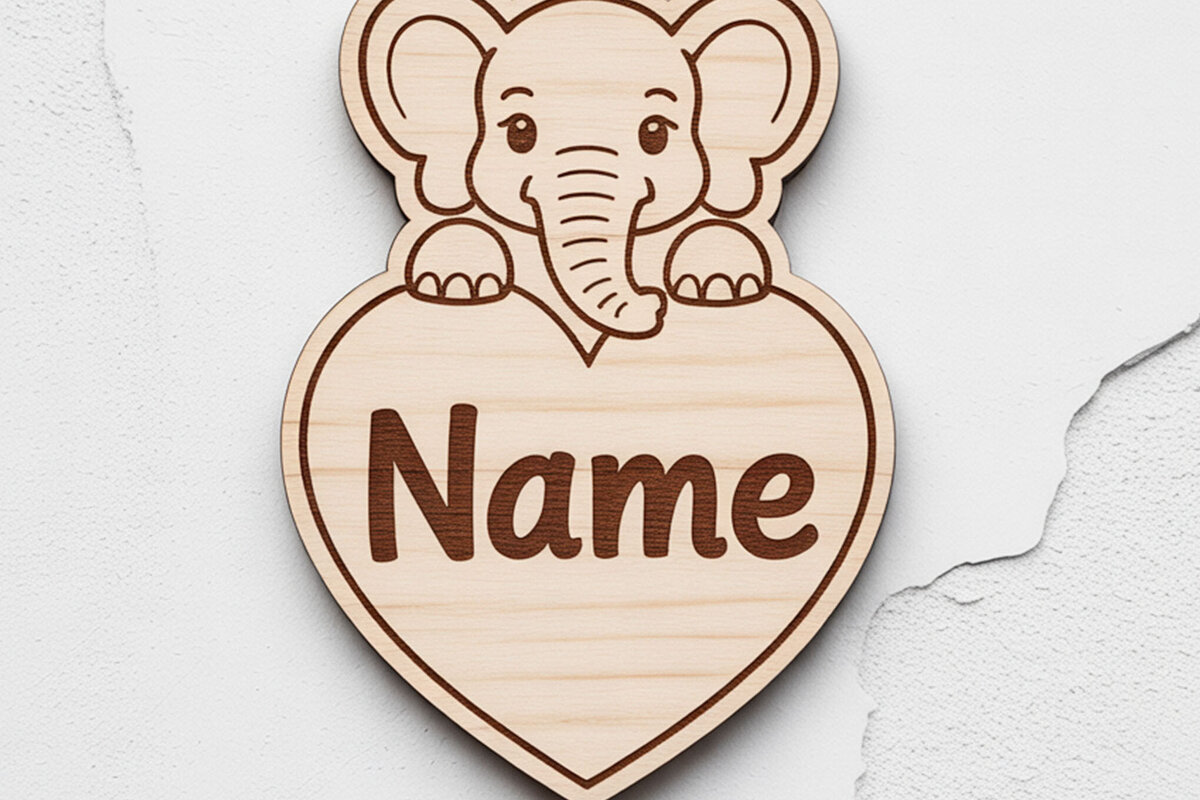 Σετ των 3 Intra απο ξύλο plywood 3mm-4mm πάχος - Elephant Heart Name Keychain  Δίασταση 4x4 cm INTRAFABR-122896077
