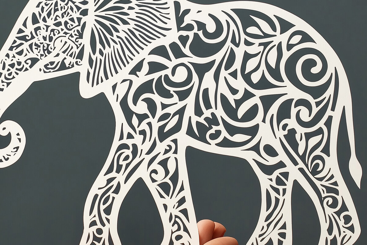 Σετ των 3 Intra απο ξύλο plywood 3mm-4mm πάχος - Πρότυπο κοπής με λέιζερ κοπής χαρτιού ελέφαντα Δίασταση 10x15 cm INTRAFABR-104288258