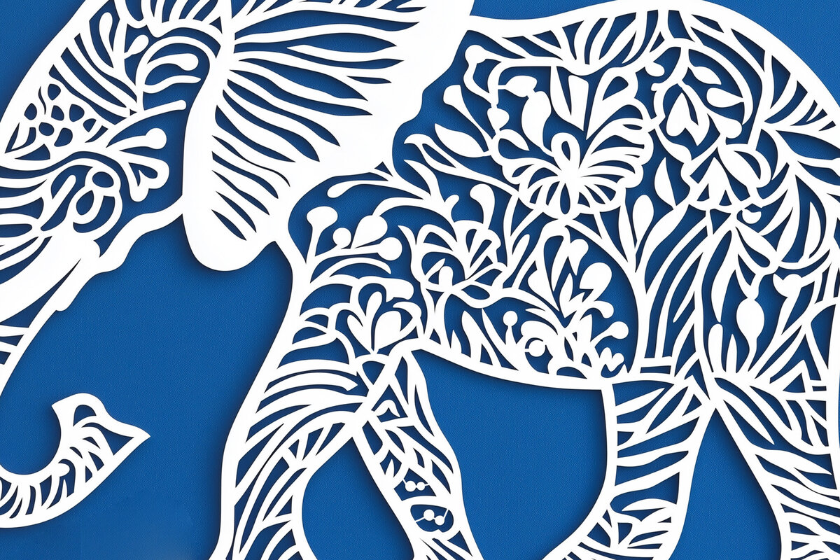 Σετ των 2 Intra απο ξύλο plywood 3mm-4mm πάχος - Πρότυπο κοπής με λέιζερ κοπής χαρτιού ελέφαντα Δίασταση 10x15 cm INTRAFABR-104295594