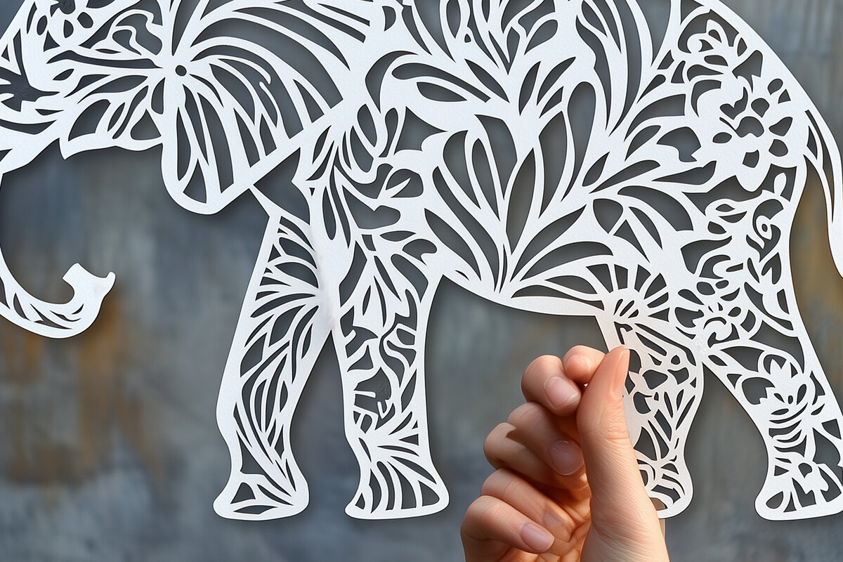 Σετ των 2 Intra απο ξύλο plywood 3mm-4mm πάχος - Πρότυπο κοπής με λέιζερ κοπής χαρτιού ελέφαντα Δίασταση 10x15 cm INTRAFABR-104296511