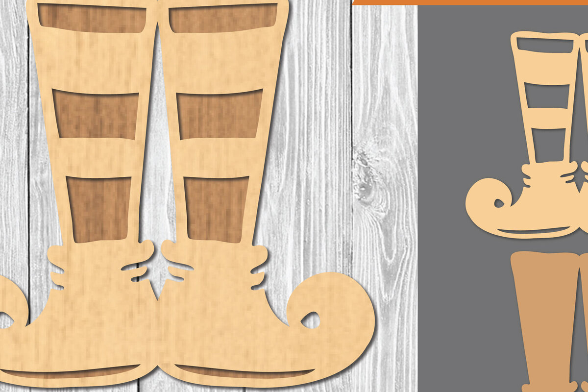 Σετ των 2 Intra απο ξύλο plywood 3mm-4mm πάχος - Elf Feet Laser Cut Decoration  1 Δίασταση 20x20 cm INTRAFABR-109511045