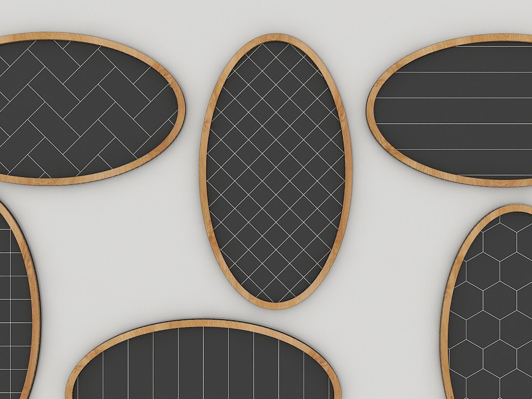 Σετ των 2 Intra απο ξύλο plywood 3mm-4mm πάχος - Ellipse Frames με μοτίβα Αρχεία λέιζερ Δίασταση 20x25 cm INTRAFABR-39274877