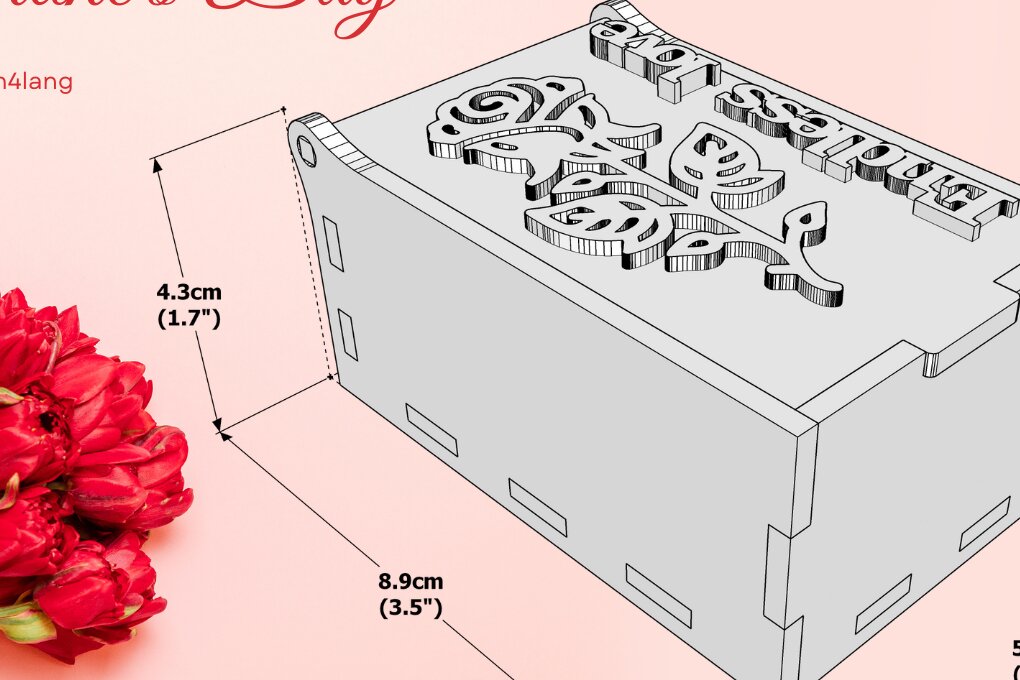 Σετ των 2 Intra απο ξύλο plywood 3mm-4mm πάχος - Κουτί δώρου Endless Love,  κοπής με λέιζερ Δίασταση 20x20 cm INTRAFABR-103682512