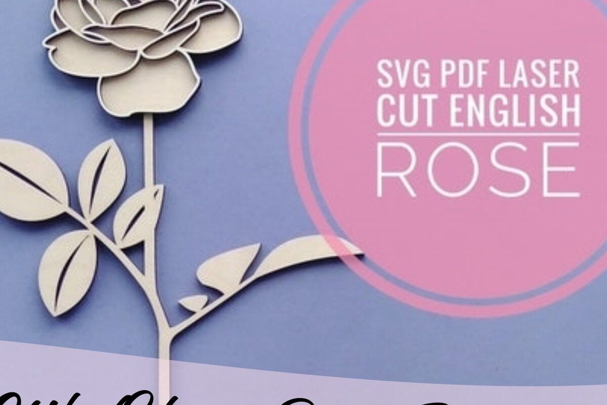 Σετ των 2 Intra απο ξύλο plywood 3mm-4mm πάχος - Αγγλικό τριαντάφυλλο  κομμένο λουλούδι με λέιζερ Δίασταση 20x20 cm INTRAFABR-34318021