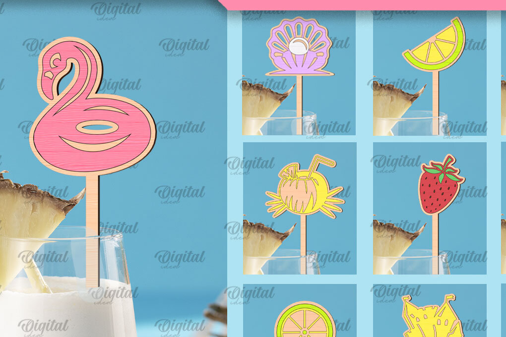 Intra απο ξύλο plywood 3mm-4mm πάχος - Δέσμη κοπής με λέιζερ με χαραγμένο Drink Topper Δίασταση 30x20 cm INTRAFABR-96806872