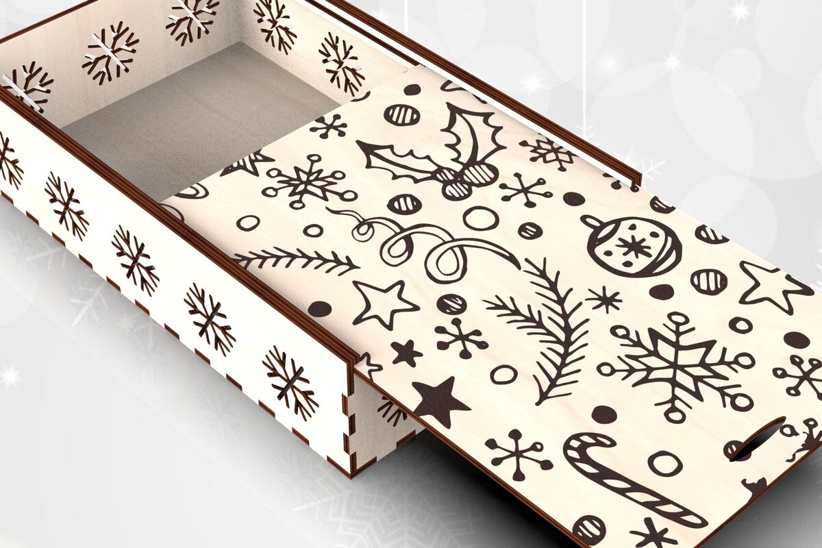 Σετ των 2 Intra απο ξύλο plywood 3mm-4mm πάχος - Χαραγμένο κουτί δώρου για τις γιορτές Δίασταση 15x15 cm INTRAFABR-109675523