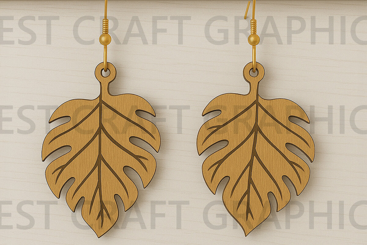 Σετ των 3 Intra απο ξύλο plywood 3mm-4mm πάχος - Σκουλαρίκια με χαραγμένα φύλλα  Δίασταση 3x3 cm INTRAFABR-123755126