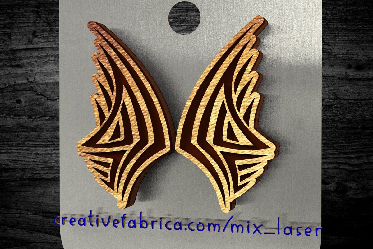 Intra απο ξύλο plywood 3mm-4mm πάχος - Χαραγμένα Tribal Wing Earrings  Δίασταση 57x0 cm INTRAFABR-122115833