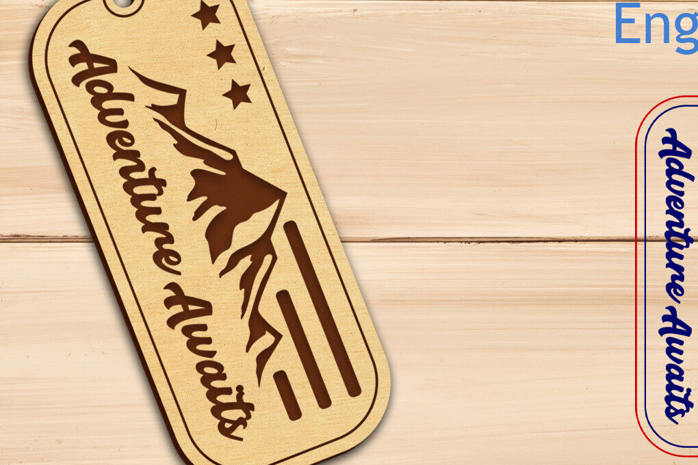 Σετ των 3 Intra απο ξύλο plywood 3mm-4mm πάχος - Μπρελόκ χαρακτικής με Mountain  Δίασταση 2x2 cm INTRAFABR-100048613