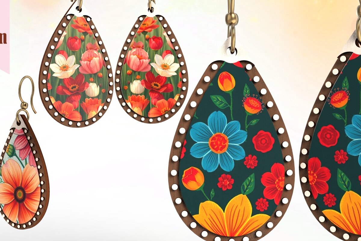 Intra απο ξύλο plywood 3mm-4mm πάχος - Ethnic Style Σκουλαρίκια Drop Laser Cut Δίασταση 32x52 cm INTRAFABR-123290446