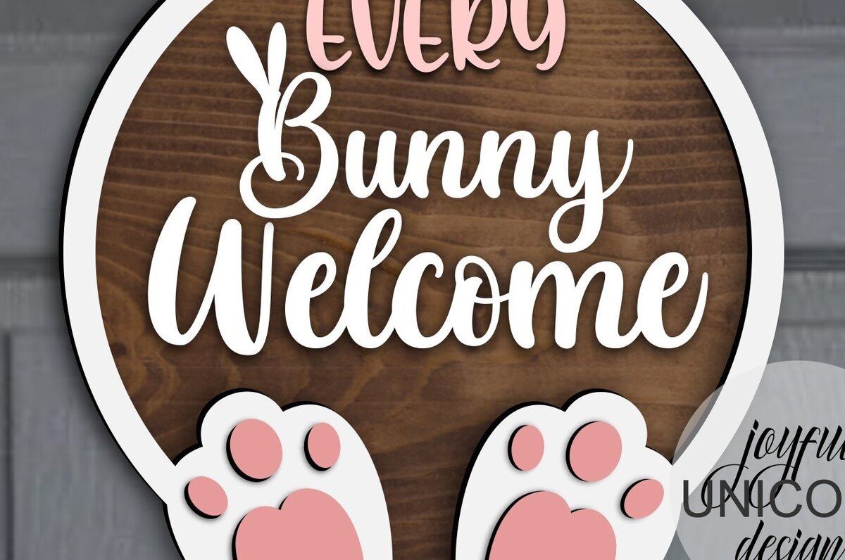 Σετ των 2 Intra απο ξύλο plywood 3mm-4mm πάχος - Κάθε κρεμάστρα πόρτας καλωσορίσματος Bunny  Δίασταση 15x15 cm INTRAFABR-61603335