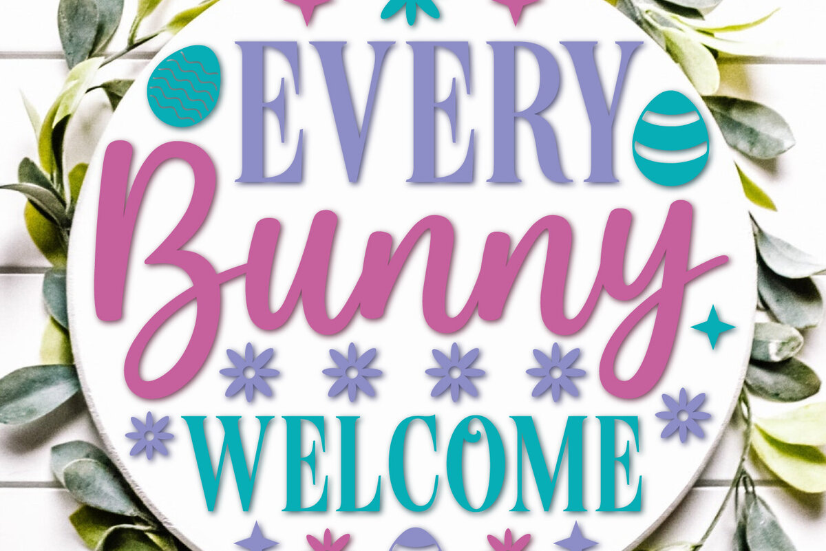 Σετ των 3 Intra απο ξύλο plywood 3mm-4mm πάχος - Κάθε λαγουδάκι καλωσορίζει το Πάσχα της πόρτας Δίασταση 4x4 cm INTRAFABR-118043975