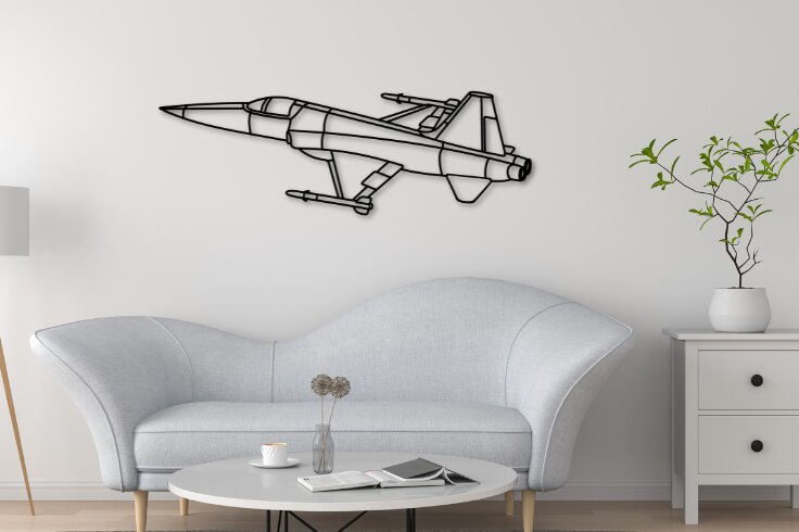 Intra απο ξύλο plywood  Χρώμα wenge 3mm-4mm πάχος - Σιλουέτα αεροσκαφών F-5E Δίασταση 20x20 cm INTRAFABR-96220574