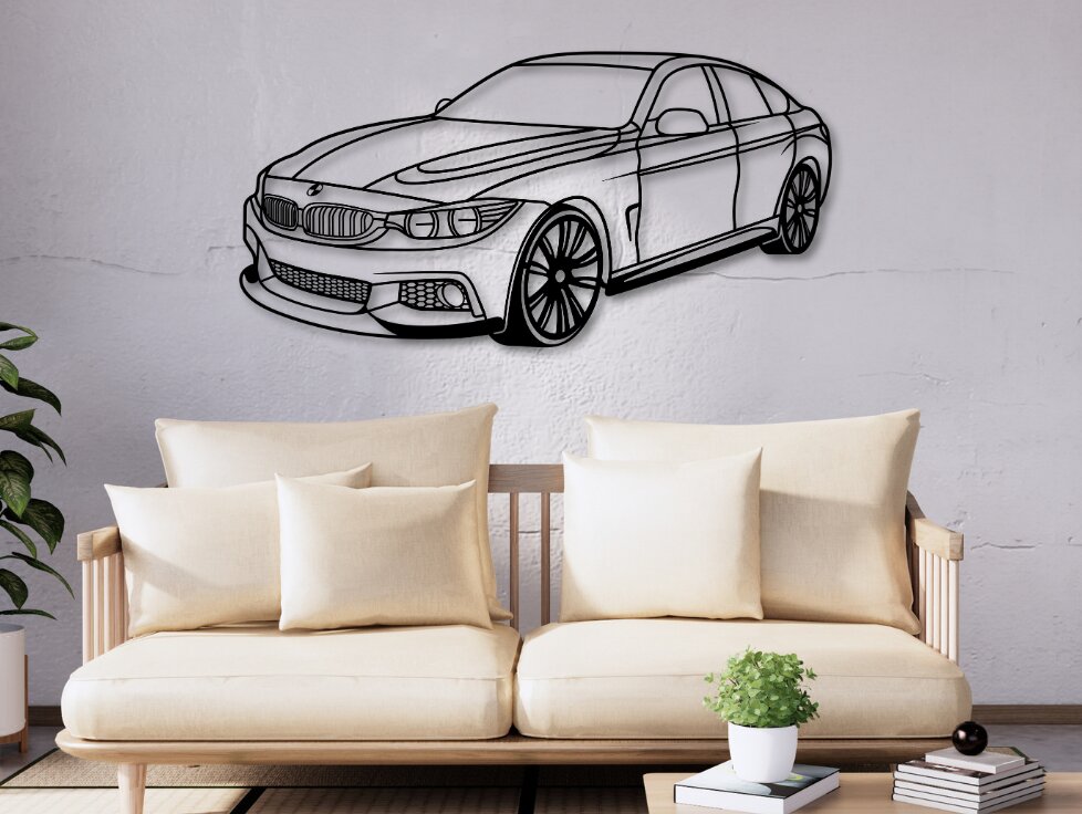 Σετ των 2 Intra απο ξύλο plywood 3mm-4mm πάχος - F82 Gran Coupe Laser Cut Car Silhouette Δίασταση 20x20 cm INTRAFABR-112809330