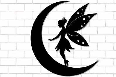 Intra απο ξύλο plywood 3mm-4mm πάχος - Fairy and Moon Wall Art Laser Cut  Δίασταση 40x50 cm INTRAFABR-122527984