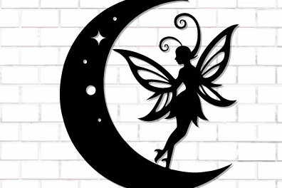 Intra απο ξύλο plywood 3mm-4mm πάχος - Fairy and Moon Wall Art Laser Cut  Δίασταση 40x50 cm INTRAFABR-122528203