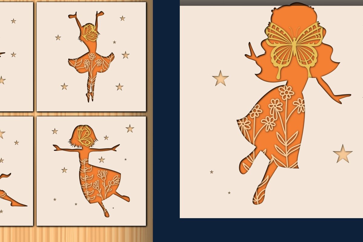 Intra απο ξύλο plywood 3mm-4mm πάχος - Πακέτο  Shadow Box Fairy Butterfly Δίασταση 25x25 cm INTRAFABR-34893963