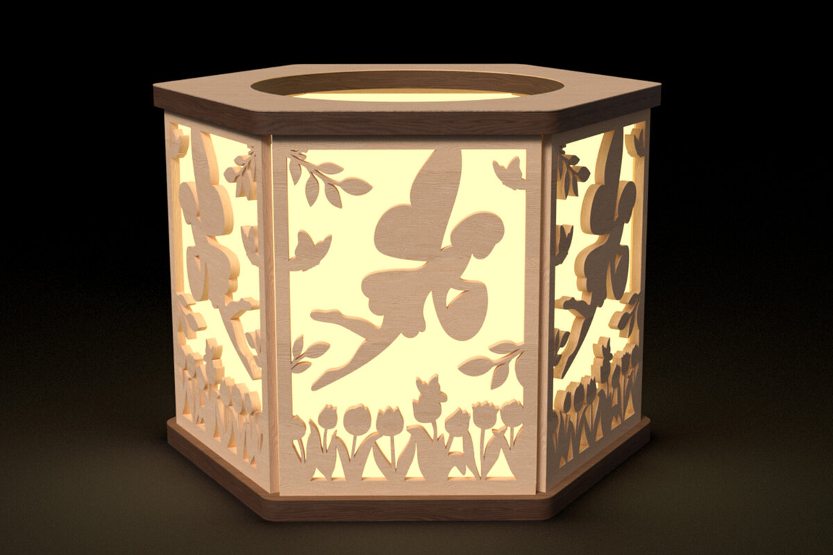 Σετ των 3 Intra απο ξύλο plywood 3mm-4mm πάχος - Κηροπήγιο Fairy Laser Cut  Δίασταση 6x6 cm INTRAFABR-116459206