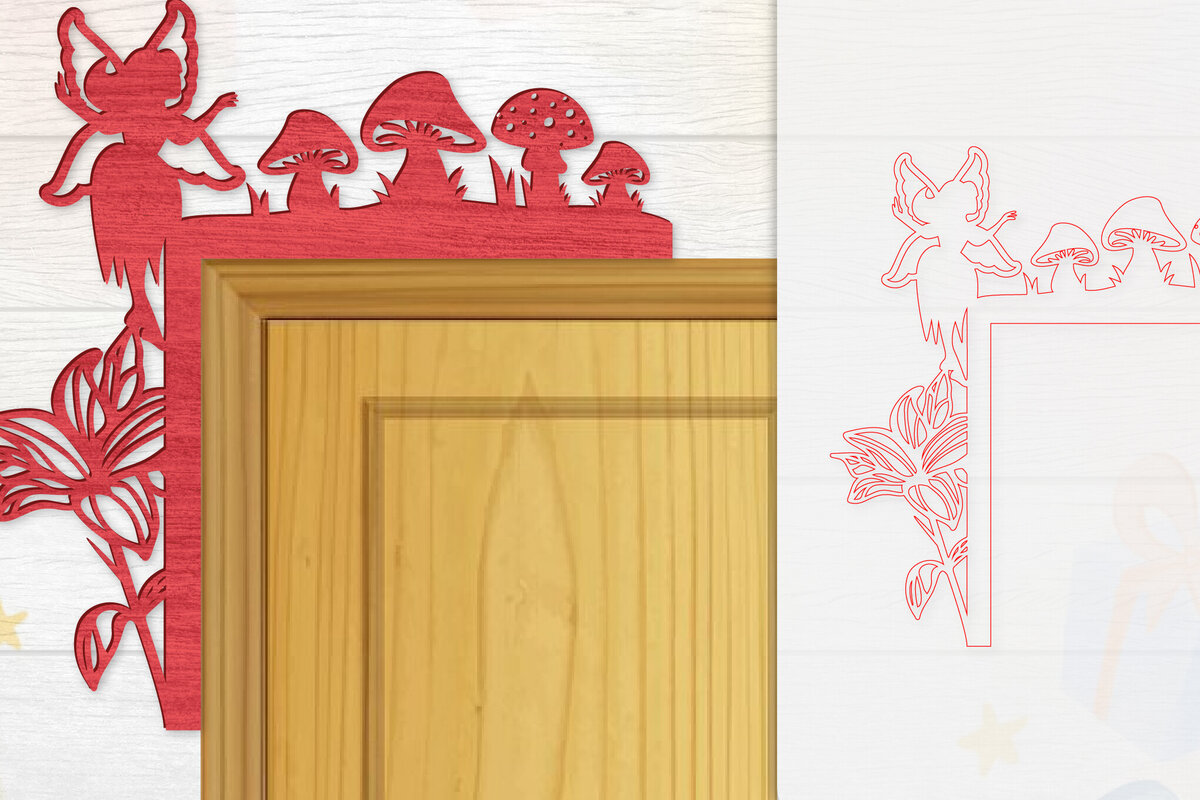 Σετ των 2 Intra απο ξύλο plywood 3mm-4mm πάχος - Γωνιακή  Fairy Door Δίασταση 20x20 cm INTRAFABR-115386834