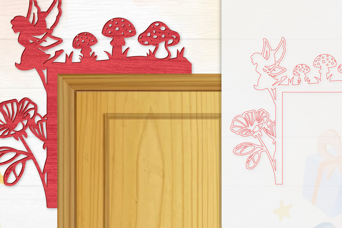 Σετ των 2 Intra απο ξύλο plywood 3mm-4mm πάχος - Γωνιακή  Fairy Door Δίασταση 20x20 cm INTRAFABR-115386885