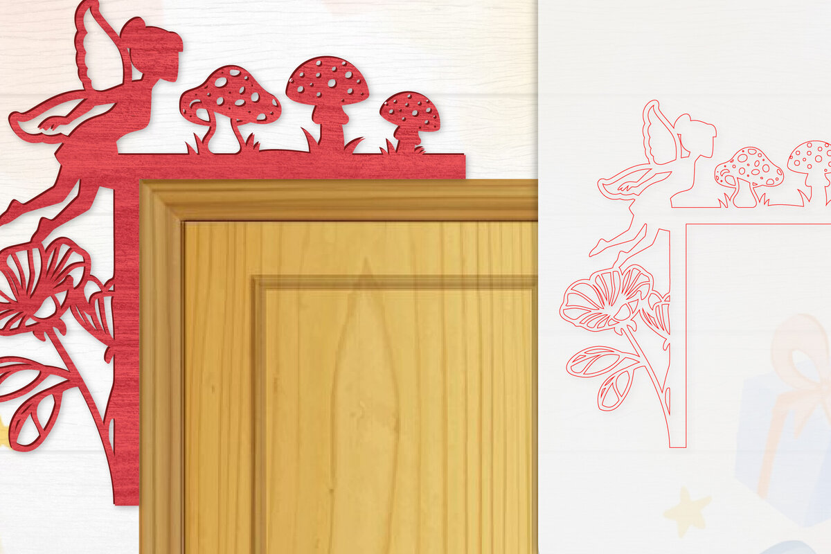 Σετ των 2 Intra απο ξύλο plywood 3mm-4mm πάχος - Γωνιακή  Fairy Door Δίασταση 20x20 cm INTRAFABR-115386981