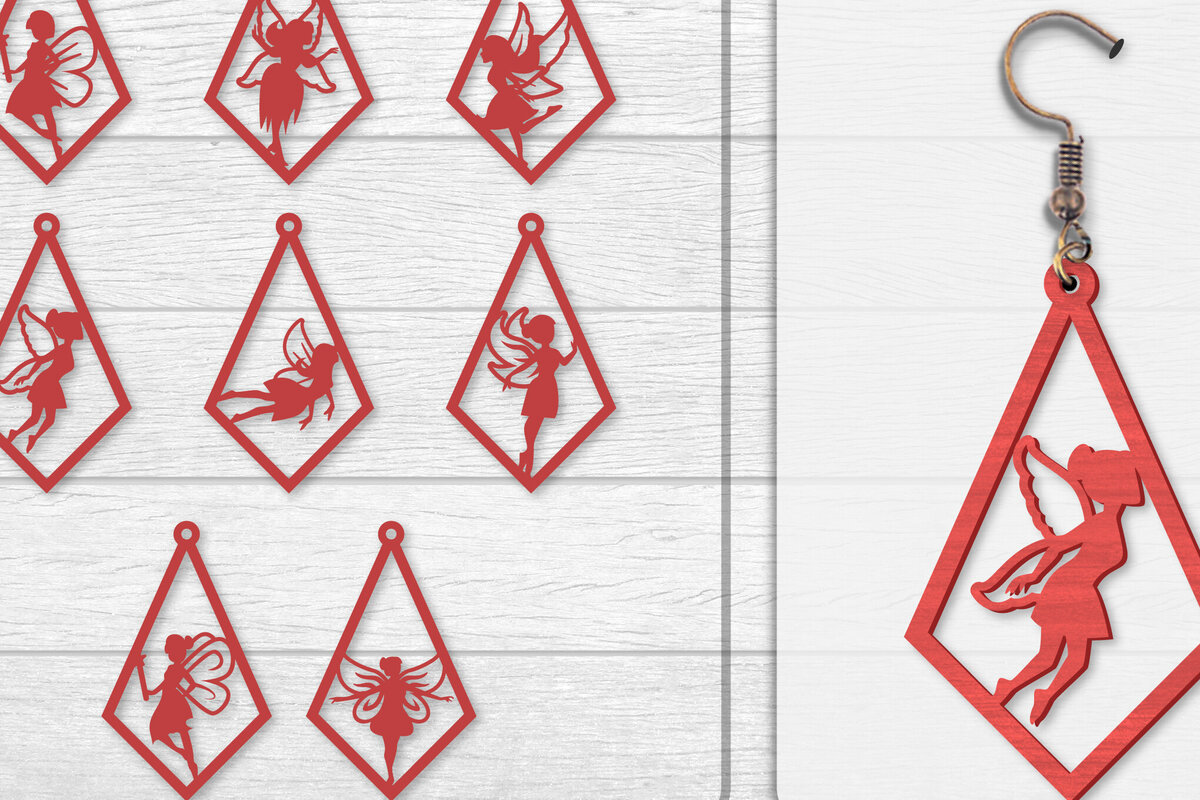 Σετ των 3 Intra απο ξύλο plywood 3mm-4mm πάχος - Σκουλαρίκια Fairy Lasercut BNDLES 8 ΣΧΕΔΙΑ Δίασταση 3x3 cm INTRAFABR-115059002