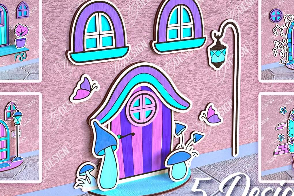 Intra απο ξύλο plywood 3mm-4mm πάχος - Πακέτο κοπής Laser Door Fairy Garden Δίασταση 30x20 cm INTRAFABR-95987147