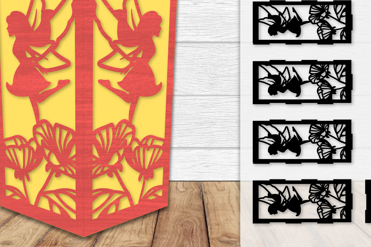 Σετ των 2 Intra απο ξύλο plywood 3mm-4mm πάχος - Fairy Lamp Lasercut Δίασταση 20x20 cm INTRAFABR-115436836