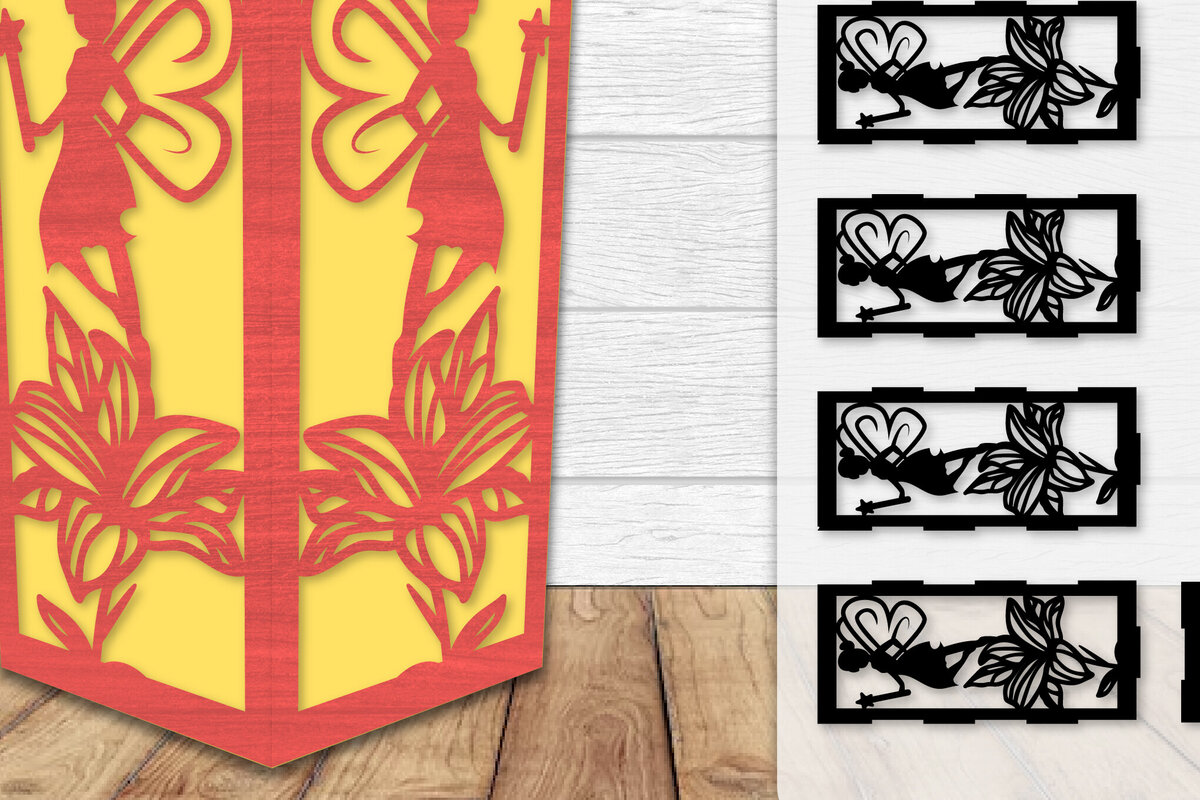 Σετ των 2 Intra απο ξύλο plywood 3mm-4mm πάχος - Fairy Lamp Lasercut Δίασταση 20x20 cm INTRAFABR-115436890