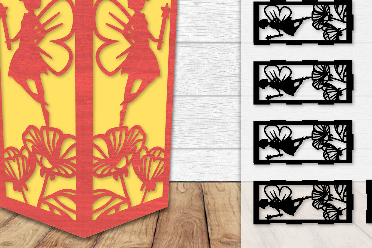 Σετ των 2 Intra απο ξύλο plywood 3mm-4mm πάχος - Fairy Lamp Lasercut Δίασταση 20x20 cm INTRAFABR-115436818