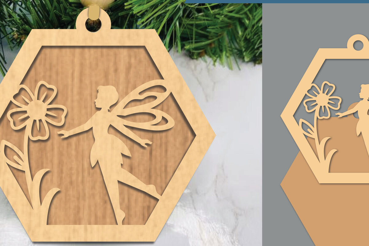 Σετ των 3 Intra απο ξύλο plywood 3mm-4mm πάχος - Στολίδι Fairy Laser Cut  1 Δίασταση 6x6 cm INTRAFABR-105419143