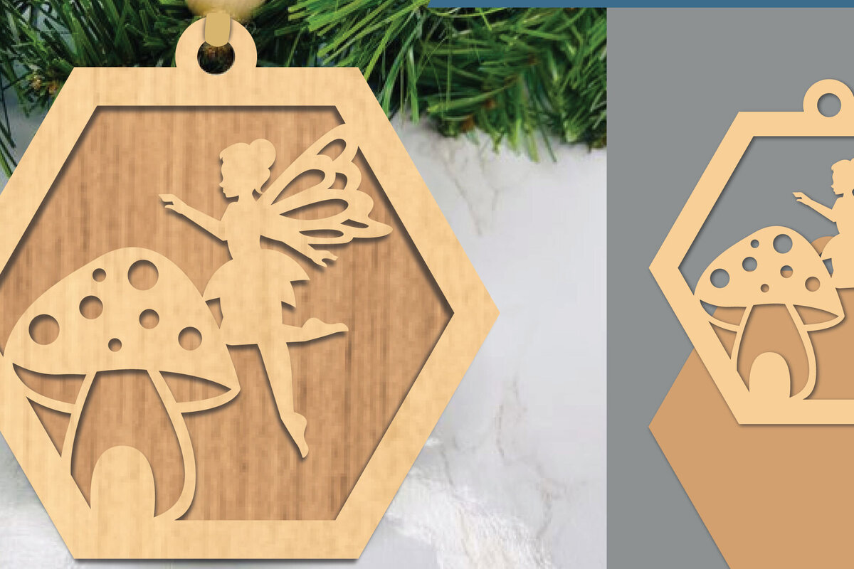 Σετ των 3 Intra απο ξύλο plywood 3mm-4mm πάχος - Στολίδι Fairy Laser Cut  2 Δίασταση 6x6 cm INTRAFABR-105419175