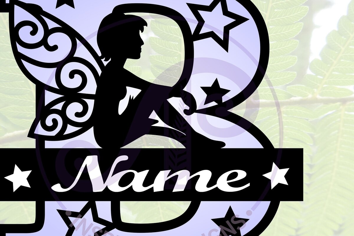 Intra απο ξύλο plywood 3mm-4mm πάχος - Fairy Letter B Μονόγραμμα  Cut  Δίασταση 30x20 cm INTRAFABR-69040503