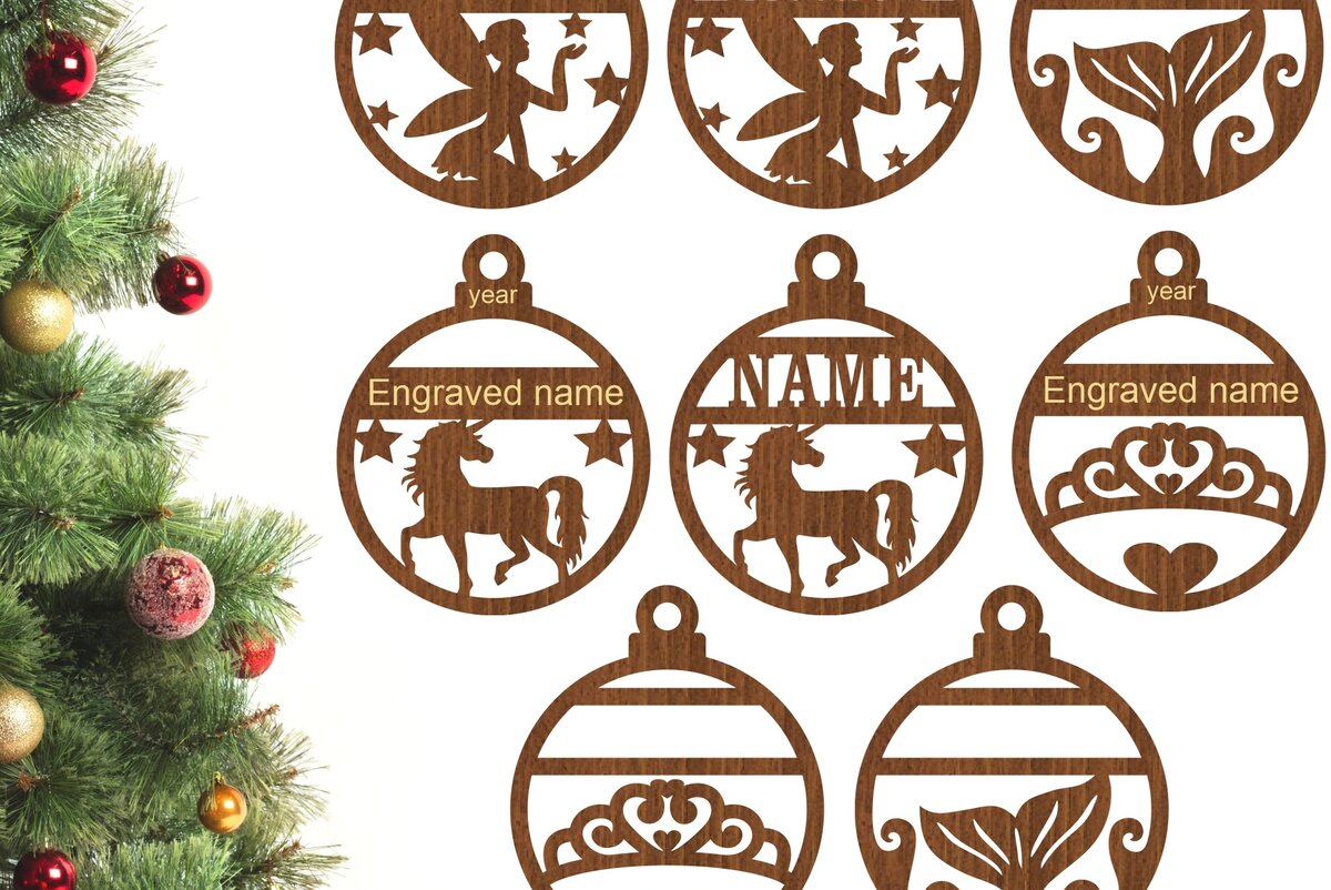 Σετ των 3 Intra απο ξύλο plywood 3mm-4mm πάχος - Fairy, Mermaid, Unicorn και Tiara Decos Δίασταση 6x6 cm INTRAFABR-77073237