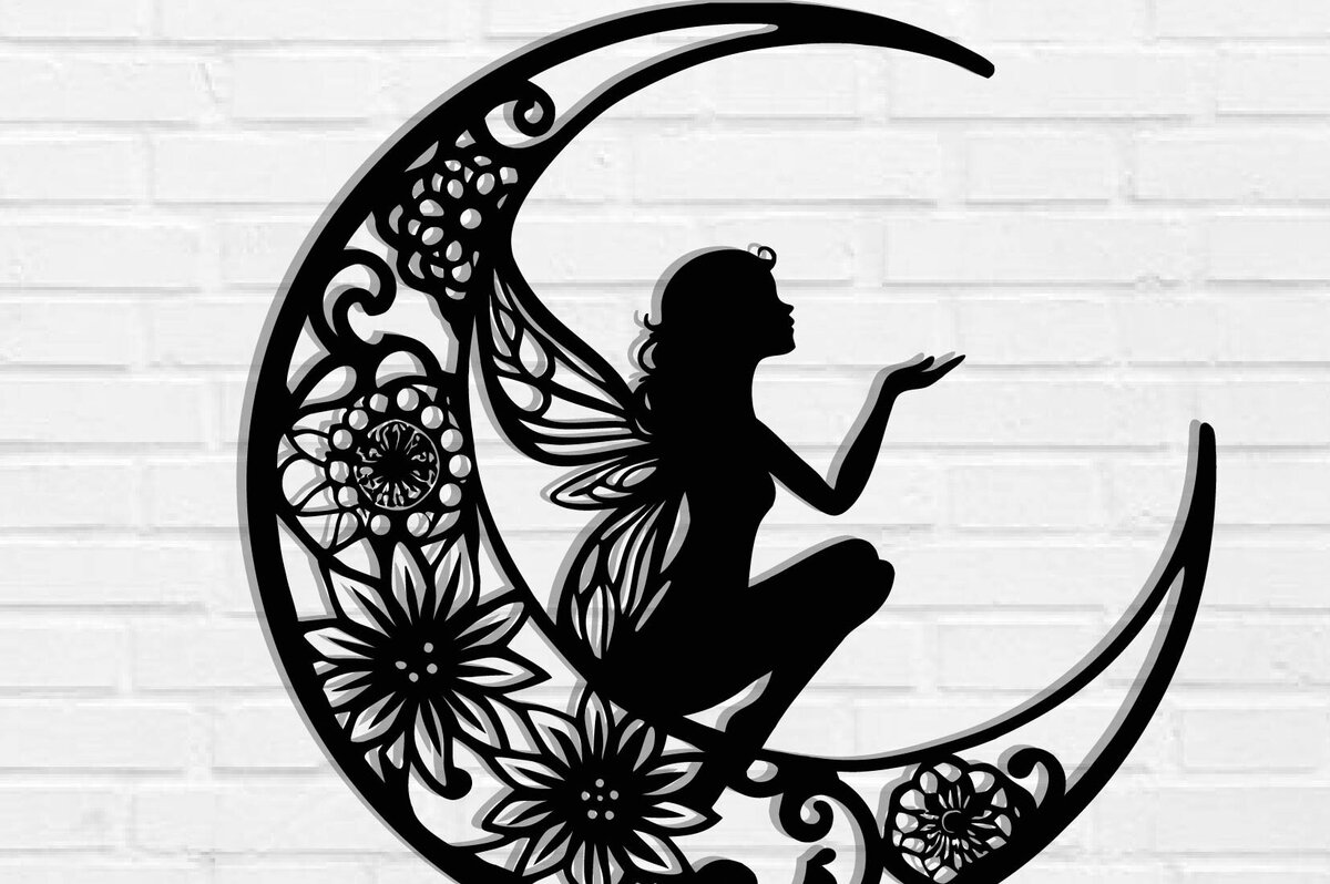 Intra απο ξύλο plywood 3mm-4mm πάχος - Αρχεία  Cut Laser Fairy Moon Δίασταση 40x50 cm INTRAFABR-119550308