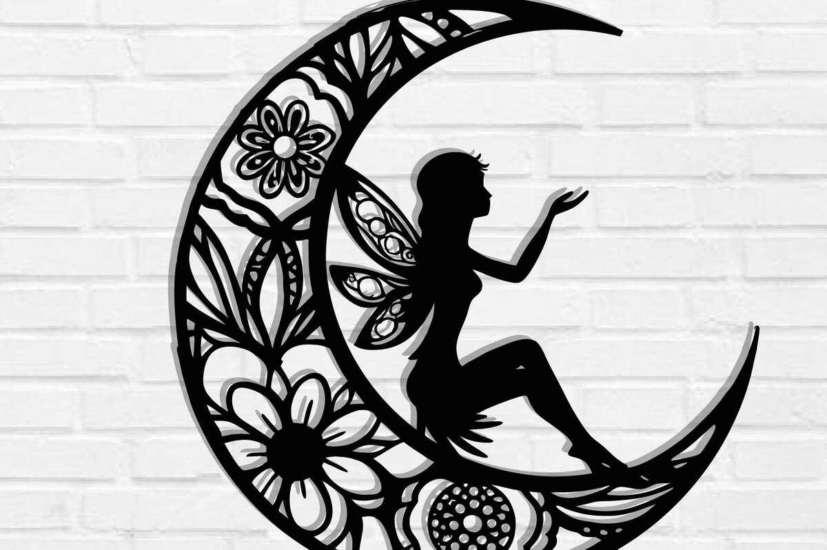 Intra απο ξύλο plywood 3mm-4mm πάχος -  με λέιζερ Fairy on the Moon Δίασταση 40x50 cm INTRAFABR-119550434