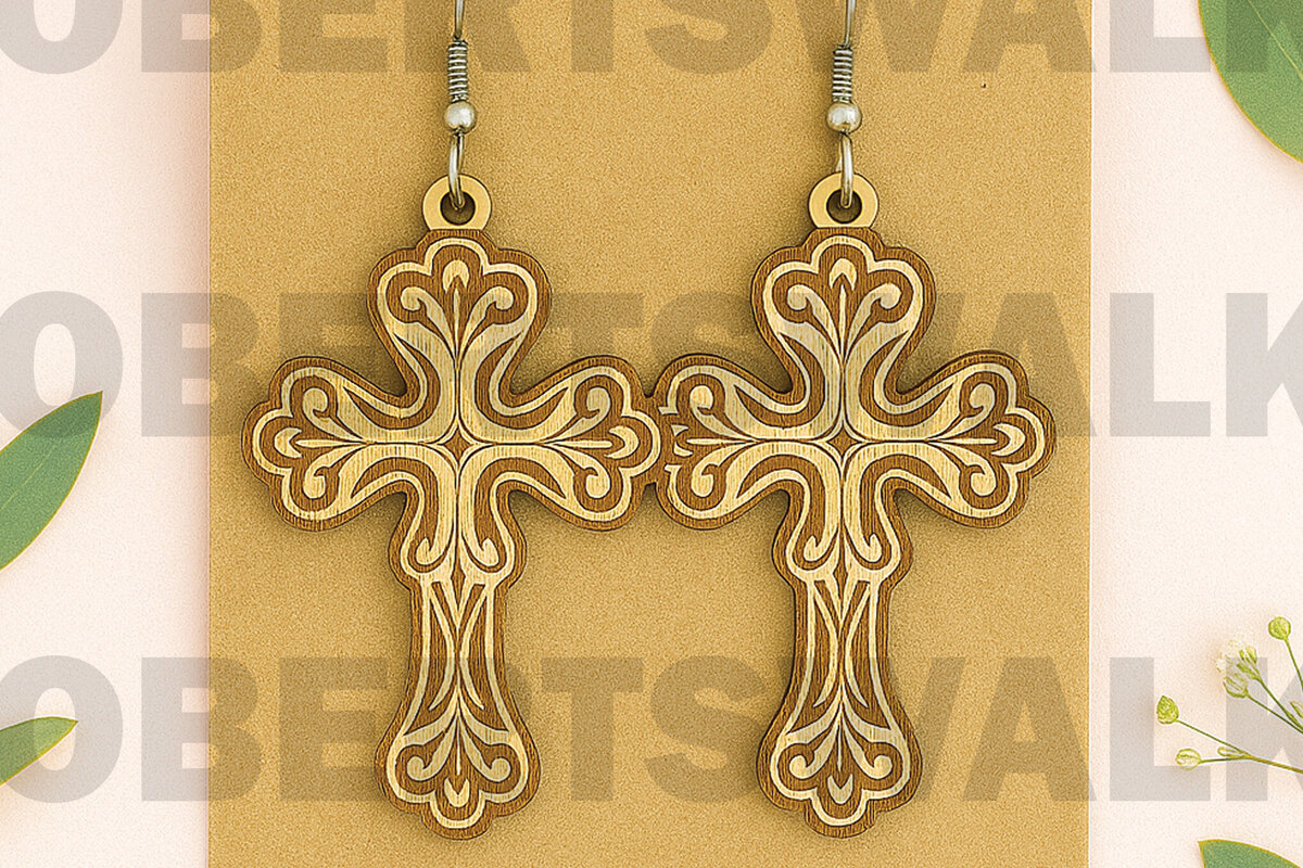 Σετ των 3 Intra απο ξύλο plywood 3mm-4mm πάχος - Σκουλαρίκια Faith Christian Δίασταση 3x3 cm INTRAFABR-124683469