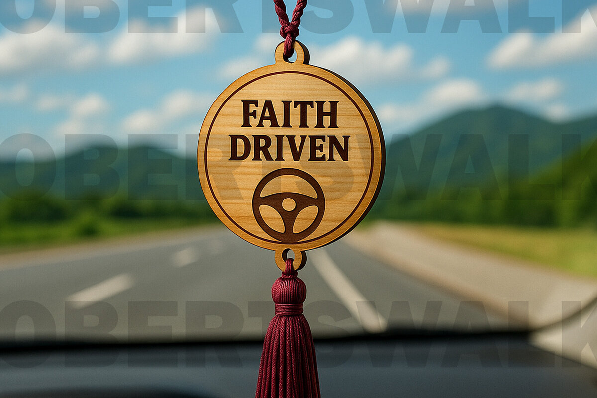 Σετ των 3 Intra απο ξύλο plywood 3mm-4mm πάχος - Faith Driven Steering Wheel Charm Δίασταση 4x4 cm INTRAFABR-124433602