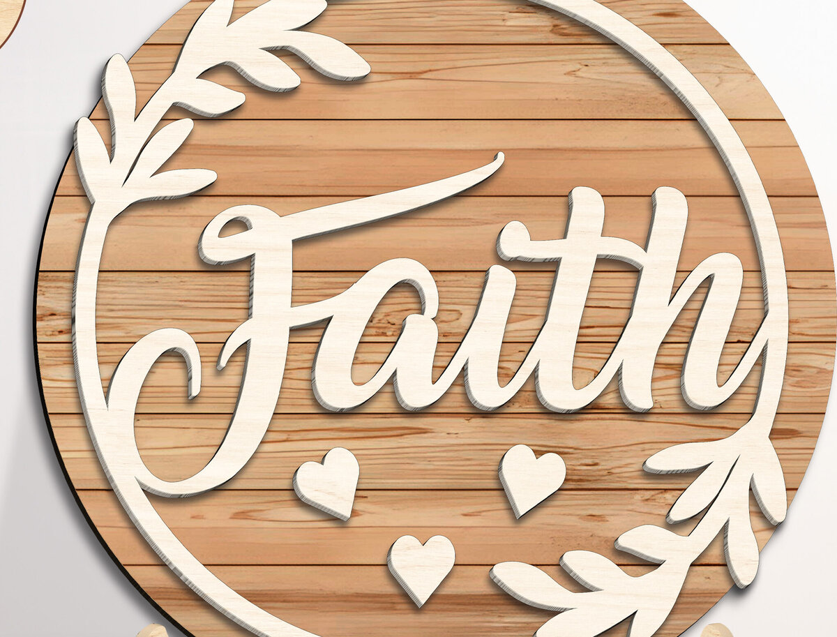 Σετ των 2 Intra απο ξύλο plywood 3mm-4mm πάχος - Faith Stand Decor  Δίασταση 20x20 cm INTRAFABR-98650804