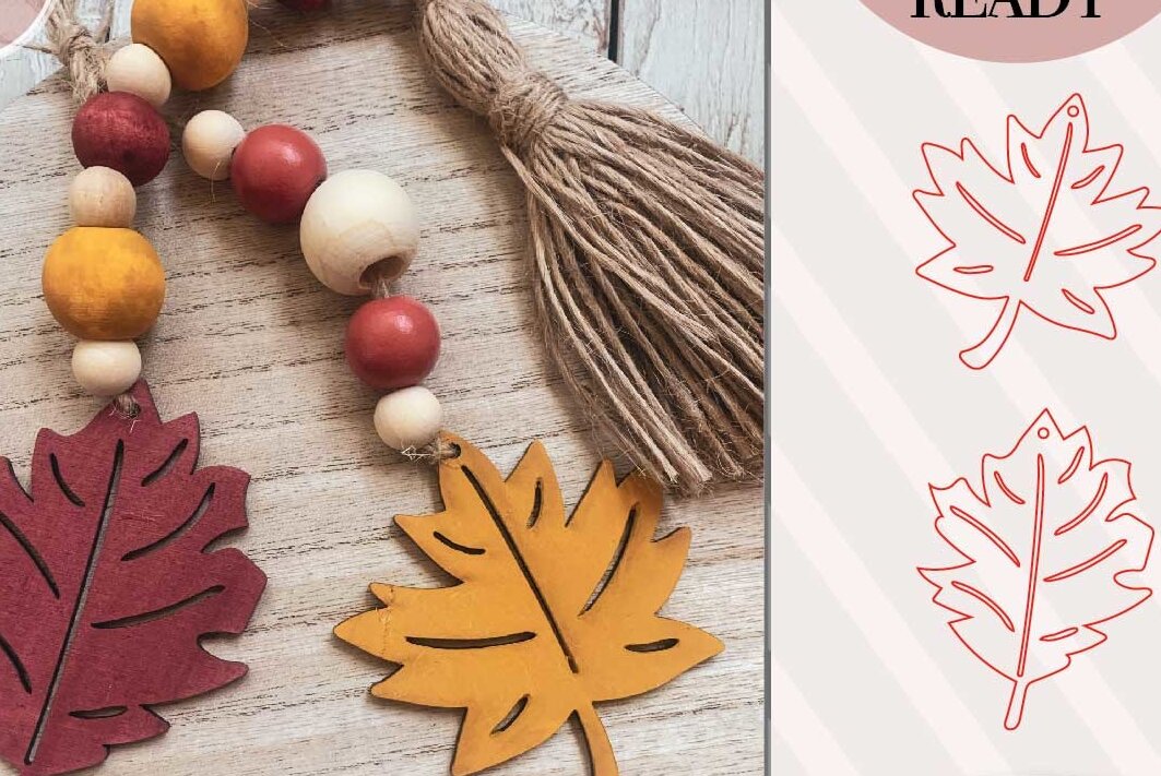 Σετ των 2 Intra απο ξύλο plywood 3mm-4mm πάχος - Φθινοπωρινό Beaded Garland Tag  αποκοπής Δίασταση 15x15 cm INTRAFABR-74511035