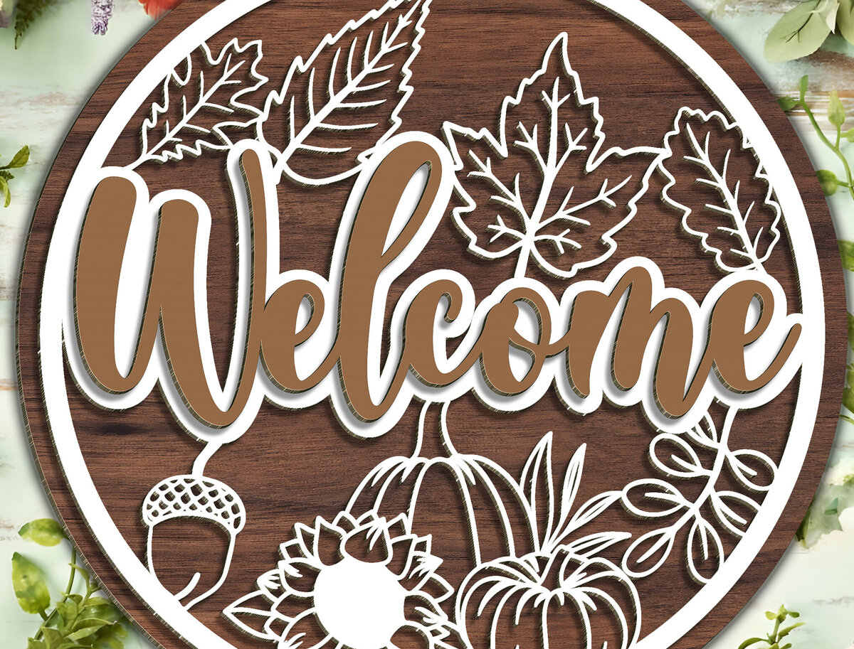 Intra απο ξύλο plywood 3mm-4mm πάχος - Φθινοπωρινή κρεμάστρα πόρτας  Δίασταση 20x20 cm INTRAFABR-100380475