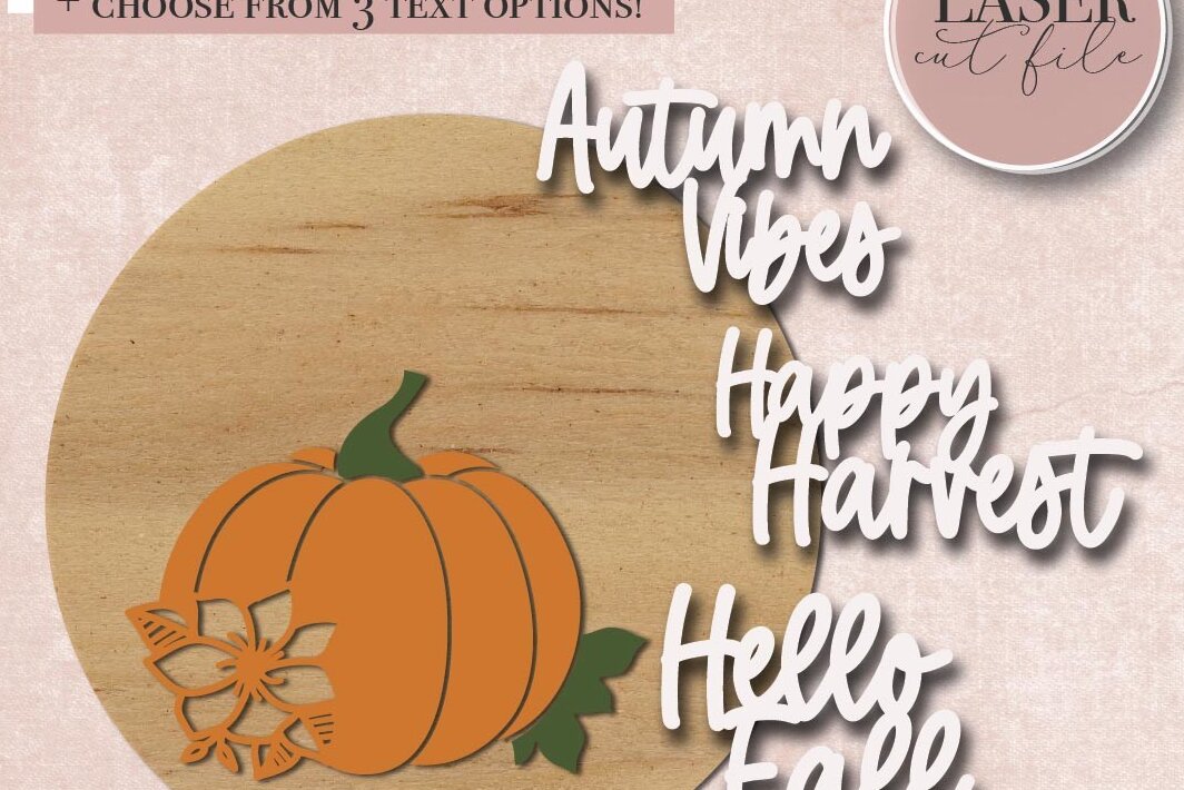 Σετ των 3 Intra απο ξύλο plywood 3mm-4mm πάχος -  Φθινοπωρινού Floral Pumpkin  Laser  Δίασταση 4x4 cm INTRAFABR-72567778
